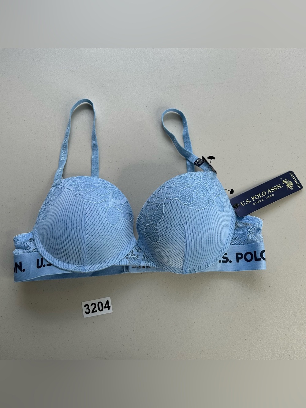 US Polo Assn. Push Up Bra Blue 34B Tag Free